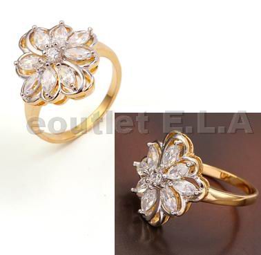 1CT FLORAL CLUSTER RING 18KRGP-3 sizes